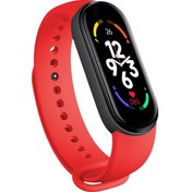 Resim Mufunye M7 Akıllı Bileklik - 0.96 İnç Led Renkli Ekran, Spor Adımı, Kalp Atımı, Kan Basıncı, Spo2 Ve Uyku İzleme, Usb Doğrudan Şarj, Kırmızı 