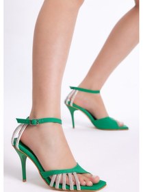 Resim Tonny Black Kadın Yeşil Gecce Serisi Taş İşlemeli Topuklu Ayakkab 