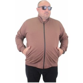 Resim Starbattal Büyük Beden Basic Mevsimlik Fermuarlı Sweatshirt 22750 Taba-Taba 