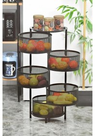 Resim Yıldıray Metal 5 Katlı Metal Açılır Kapanır Siyah Paslanmaz Sebzelik 