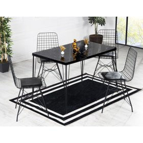 Resim Avvio Arya 4 Kişilik 80x120 Yemek Masası Takımı-mutfak Masası Takımı-siyah Mermer Oval Kenar 