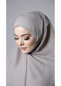 Resim Hürrem Bone Taş Pratik Hazır Geçmeli Tesettür Eşarp Pamuk Caz Kumaş Düz Hijab 2306 46 