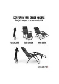 Resim Madfox Easyrest Katlanır Şezlong Sandalye Siyah 