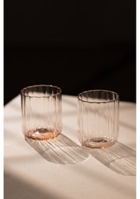 Resim Rakle Flower El Yapımı Kendinden Renkli 2'li Su Bardağı Seti Pembe 450 Cc Renkli 