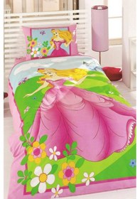 Resim Ece Kapitoneli Nevresim Takımı Tek Kişilik Pembe-yeşil 