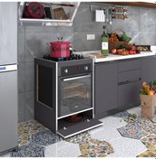 Resim Kenzlife Ankastre Modülü Kabini Vanadyum3 Gri Fırın Ocak Dolabı Kapaklı 