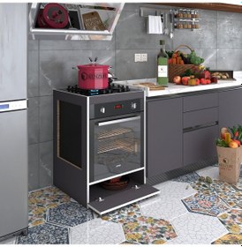 Resim Kenzlife Ankastre Modülü Kabini Vanadyum3 Gri Fırın Ocak Dolabı Kapaklı 