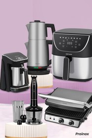 Resim GoldMaster Proinox 22 Parça Airfryer Sıcak Hava Fritöz Avantajlı Elektronik Evlilik Paketi Mutfak Çeyiz Seti 