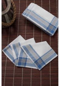 Resim Elif Mira 12 Li Cep Yaka Mendili Pamuklu Şah Desen Mavi 30x30 Cm Çok Renkli 
