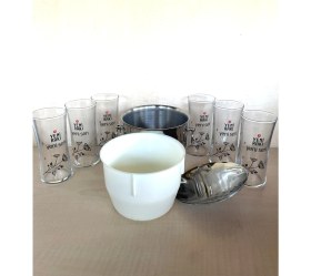 Resim Sanat Taciri 6 Adet Yeni Seri Rakı Bardağı Yeni Model Rakı Bardağı Çelik Buz Kovası Çif Katmanlı Maşalı Kapaklı 