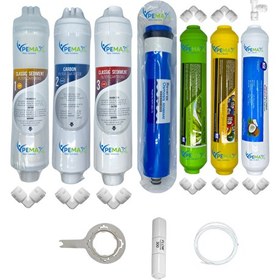 Resim Pemax Water Solutions Kapalı Kasa Su Arıtma Cihazlarına Uygun Eco 7'li ReVerse Osmosis Alkali-Mineral Mebran Set 
