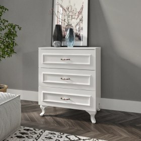 Resim Kzn Home Kartopu 3 Çekmeceli Country Şifonyer - Tamamı 1. Kalite Mdf 