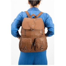 Resim 571 Collections Yıkanmış Deri Sırt Çantası Taba Model: 571-11-11e - Taba 