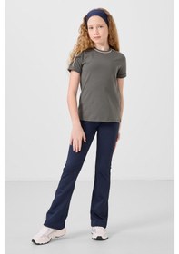 Resim Tommylife İndigo Esnek Standart Fit Basic Performans İspanyol Paça Kız Çocuk Tayt - 75193 Indigo 