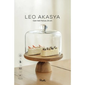 Resim Leo Akasya Standlı Cam Kek Fanusu Ayaklı 25 cm Orta Boy 