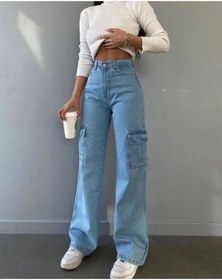 Resim Lavajeans Kadın Açık Mavi Liralı Kargo Cep Lavajeans Wide Legs Mavi P1 Açık Mavi 