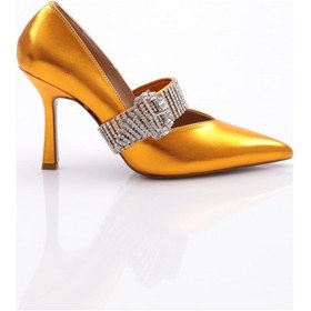 Resim Dgn 5100 Kadin Taşli Kemer Tokali Abiye Topuklu Ayakkabi M5100-1748-R13774 Turuncu 