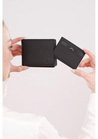 Resim Premium Gift Rose Box - M.utd Siyah Hakiki Deri Cüzdan - Kartlık - Anahtarlık Ve Kırmızı Gül Kutusu Kırmızı 