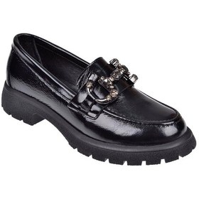 Resim Divadonna Hakiki Deri Taşlı Toka Kadın Ayakkabı Bl-4260 Siyah Rugan SIYAH RUGAN 