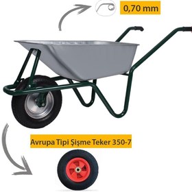 Resim Kanat Mega Galvanizli Demonte El Arabası Avrupa Tipi Şişme Teker 0.70 Mm Sac 