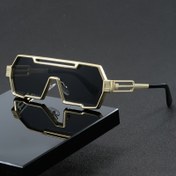 Resim Erkekler ve Kadınlar için Geleceğe Dönük Y2K Metal Kare Çerçeve Moda Gözlükleri - Anti-Yansıtıcı PC Lensler, Altın Tonlu Boş Saplar, Trendi Hip-Hop Stili, Moda Aksesuarı İçin Mükemmel | Y2K Moda Aksesuarı | Dayanıklı Gözlükler, Trendi Gözlükler 