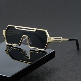 Resim Erkekler ve Kadınlar için Geleceğe Dönük Y2K Metal Kare Çerçeve Moda Gözlükleri - Anti-Yansıtıcı PC Lensler, Altın Tonlu Boş Saplar, Trendi Hip-Hop Stili, Moda Aksesuarı İçin Mükemmel | Y2K Moda Aksesuarı | Dayanıklı Gözlükler, Trendi Gözlükler 
