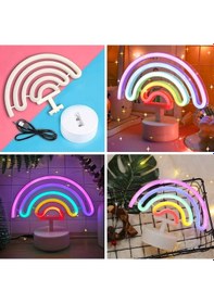 Resim Plastik Gökkuşağı Neon Led Işık - Dekoratif Renkli Masaüstü Ve Ambiyans Aydınlatması Çok Renkli 