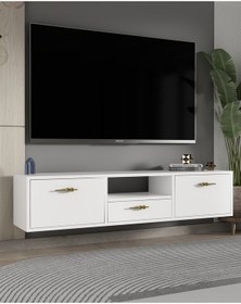 Resim 1326dropct-32 Duvara Montaj Tv Sehpası Beyaz-altın Beyaz-altın 