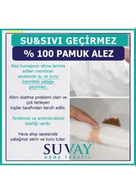 Resim Suvay Su Sıvı Geçirmez Fitted Yatak Koruyucu Alez %100 Pamuk 