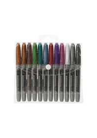 Resim Kraf Fırça Uçlu Metalik Permanent Marker Kalem Seti 12 Renk 