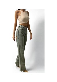 Resim Lacarino 7937 Wıde Leg Kadın Jean Pantolon Lıght Green Lazerli 