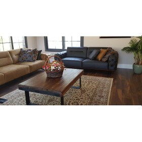 Resim Deryawood Masif Ahşap Dogal Ağaç Orta Sehpa Ceviz 85x85x45 Cm 