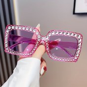 Resim Parıldayan Rhinestones ve Gradyan Tasarım ile Büyük Boy Kutu Gözlükler - Partiler, Balerinler, Noel, Sevgililer Günü ve Düğün Hediyeleri için Mükemmel. 
