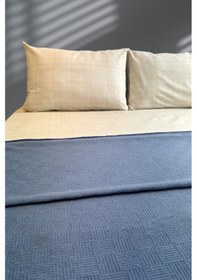 Resim Alla Turca Çift Kişilik Doğal Pamuk Pike İndigo 