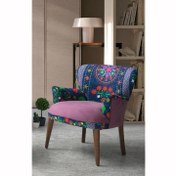 Resim Etnik Desen Mor Çay Seti Tekli Koltuk, Berjer (Salon, Balkon, Cafe Ofis) 