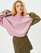 Resim Şardonlu Batik Desenli Oversize Sweatshirt Bisiklet Yaka Uzun Kollu 