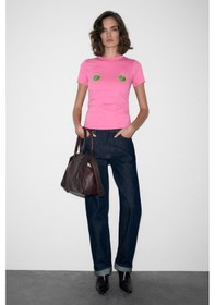 Resim Grimelange Vunıka Kadın Yumuşak Kumaşlı Baskı Detaylı Slim Fit Pembe T-shirt Pembe 