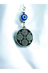 Resim biuti Gümüş Renk Çelik Çift Taraflı Celcelutiye Araba Dikiz Ayna Süsü/ Esmaül Hüsnalı Yeni Araba Hediyesi 