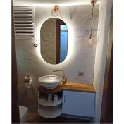 Resim Toprak Dekor 70 x 40 Oval Beyaz Ledli Banyo Aynası 