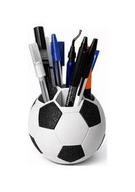 Resim Futbol Topu Kalemlik Masaüstü Kalem Organizer Dekoratif Kalem Tutucu Ofis & Kalemlik Siyah - Beyaz 