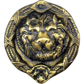 Resim Hobilinka Antika Tarz Dekoratif Pirinç Aslan Kapı Tokmağı, Taktak - 185 Mm, Antik 