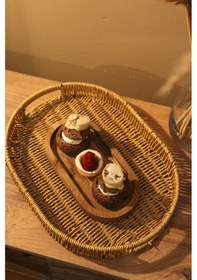 Resim Hasır Rattan Sunum Tepsi Orta Boy Organizer Oval Diğer 