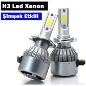 Resim H3 Led Xenon Far Ampulü Beyaz Işık Şimşek Etkili C6 Kasa 