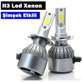 Resim H3 Led Xenon Far Ampulü Beyaz Işık Şimşek Etkili C6 Kasa 