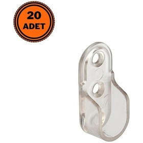 Resim 20 Adet Metali Oval Dolap Askı Borusu Flanşı Şeffaf 