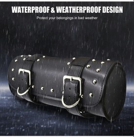 Resim Pazly Dayanıklı Pu Deri Motosiklet Çantası - Suya Dayanıklı, Kolay Montaj, Çoğu Motosiklet İçin Uygun Siyah Siyah 