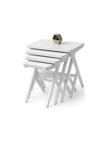 Resim Kırlangıç Ahşap Parlak Lake 4 Lü Zigon Sehpa Natural Ağaç Beyaz 