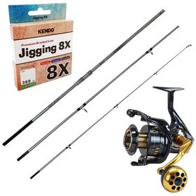 Resim Yekoutdoor Yüksek Kalite Olta Seti Okuma Azores Surf 430cm 3 Parça Surf Kamışı&okuma Salina Sa-8000a Blue 6+1bb Olta Makinesi 