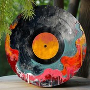Resim Rustik 20.32x20.32cm Yuvarlak Alüminyum Tabela - Vinil Kayıt Teması, Ev Dekoru için Sahte Reçine Sanatı, Şükran Günü & Giriş için Mükemmel, Dayanıklı İç/Dış Mekan Kullanımı 