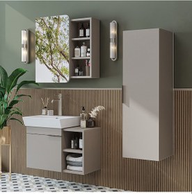 Resim Likya Kapaklı Ve Açık Raflı Mdflam Lavabolu 72 Cm Banyo Dolabı 